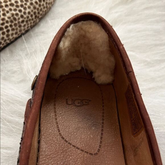 UGG Women's Pink Glitter and Tan Snakeskin Flats 6.5 - Picture 6 of 8